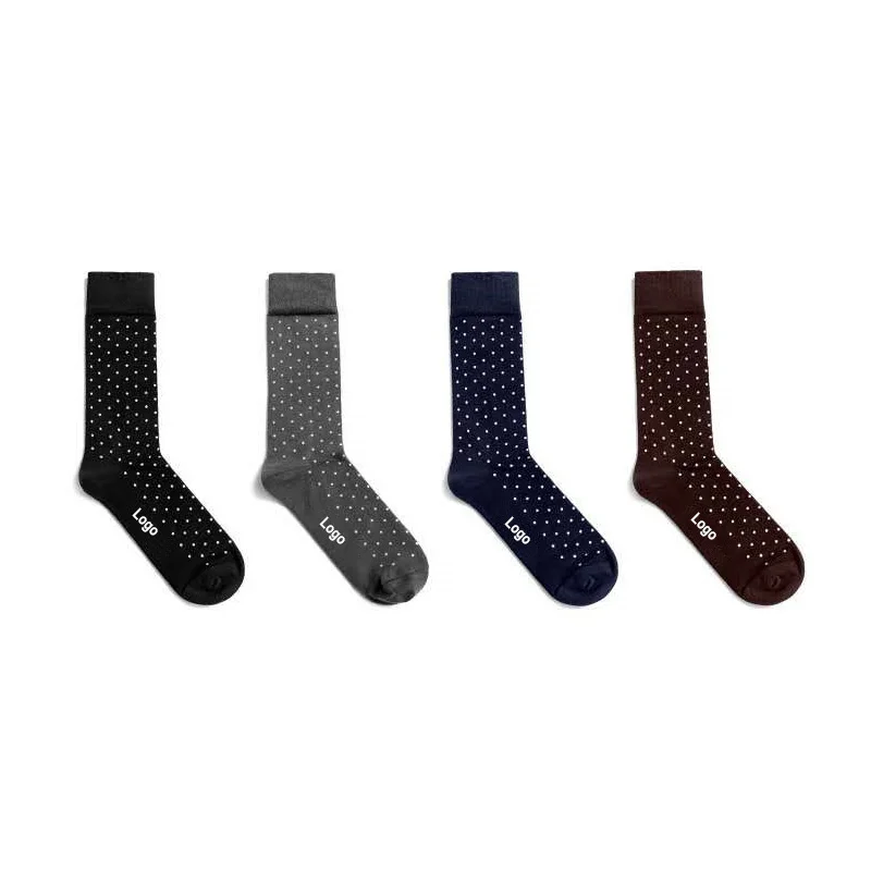 Wholesale Polka Dots Design Casual Breathable Crew Custom Logo Eco Friendly Dress Business Wear Gentleman Organic Bamboo Socks