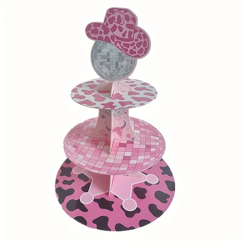 Disco Cowgirl Cardboard Cupcake Stand for Cupcake Cupcake Tower for Cowgirl Birthday Bachelorette Party Supplies Decoration