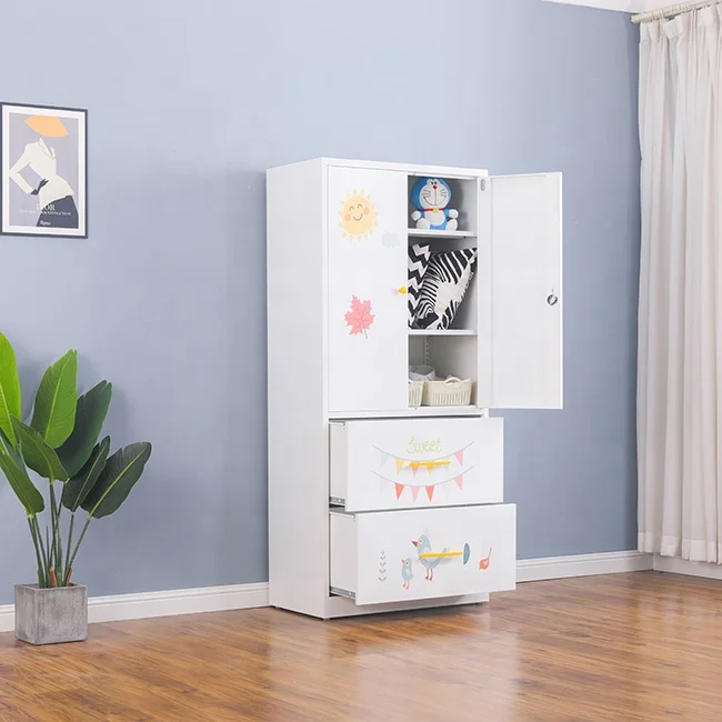 colorful with drawers metal locker kids closet wardrobe design sliding door steel baby kids wardrobe cabinet indonesia