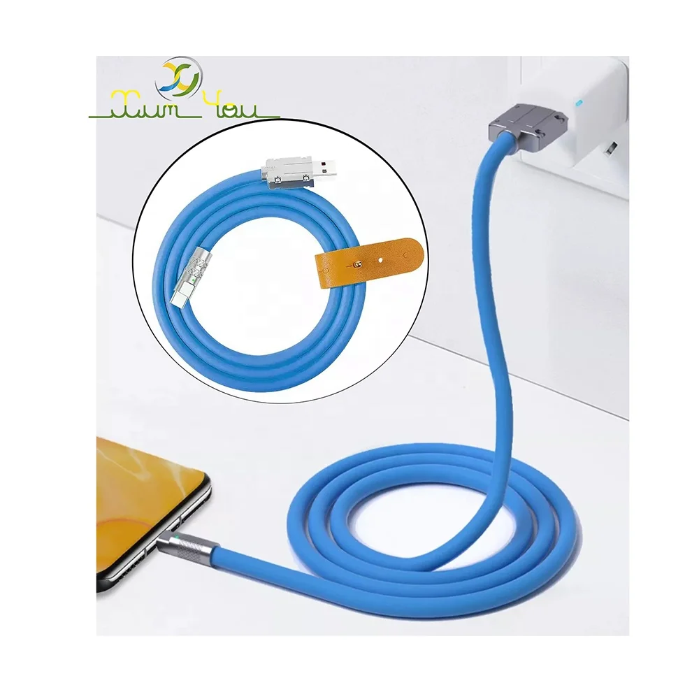 2022 New Metal Case Head Usb Cable Fast Charging Wholesale OEM True Liquid Silicon Gel USB Cable