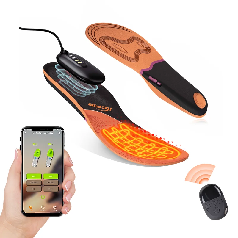 APP Rechargeable Battery-Powered Electric Heating Insoles Warmer Foot Insoles for Winter Outdoor Sports Thermal Equipment