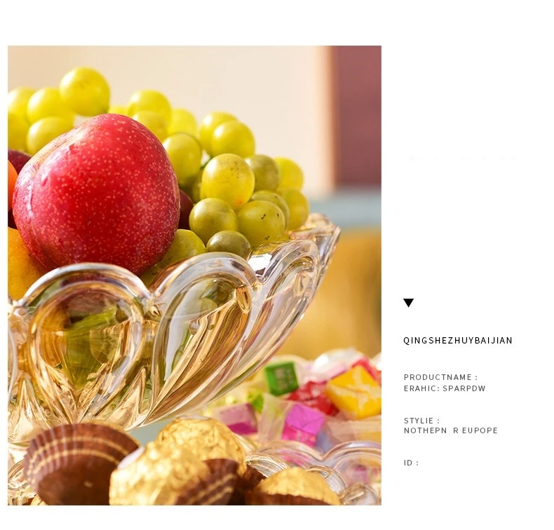 European crystal glass multi-layer rotatable fruit plate home living room coffee table creative light luxury snack candy plate