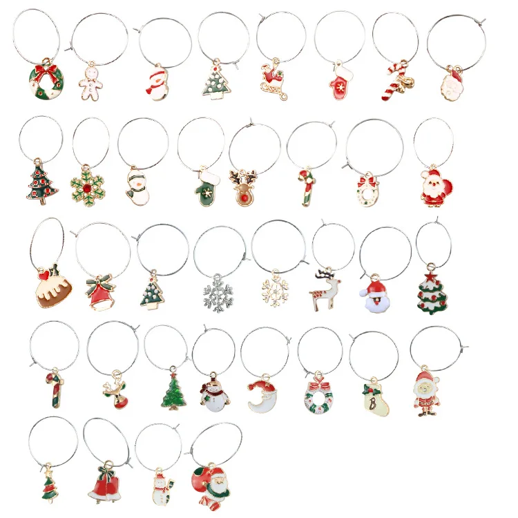 Personalized Metal Creative Wine Glass Ring Charms funny for Christmas Party and Wedding