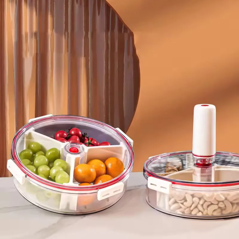 Transparent Sealed Fresh Preservation Jar Divided Plastic Rectangular Snack Nut Storage Box With Lid