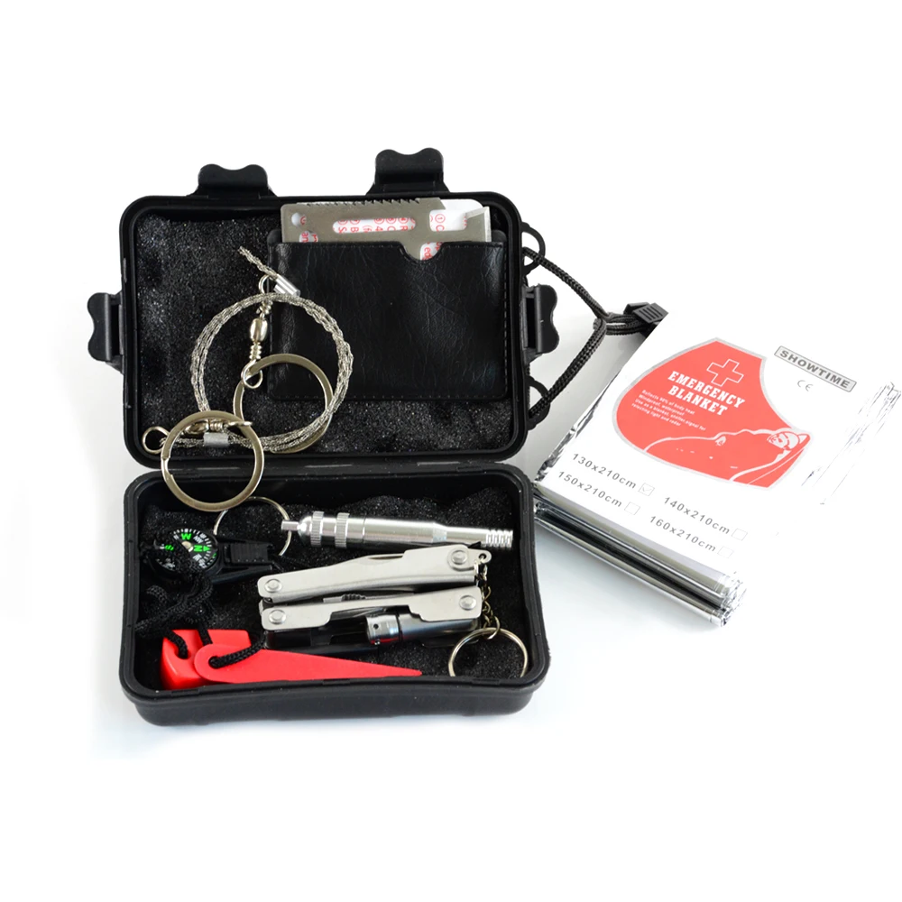 Outdoor Camping Emergency Survival Kit Gear with Blanket for