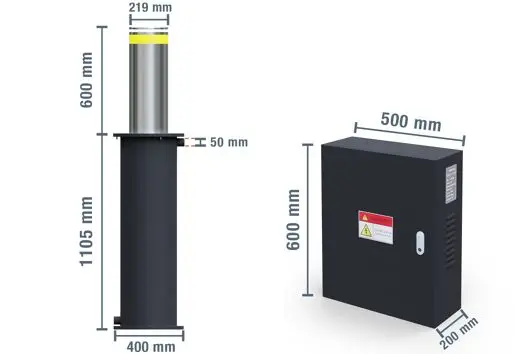 Security Bollard Stainless Steel Removable Traffic Bollard  controller box for bollard