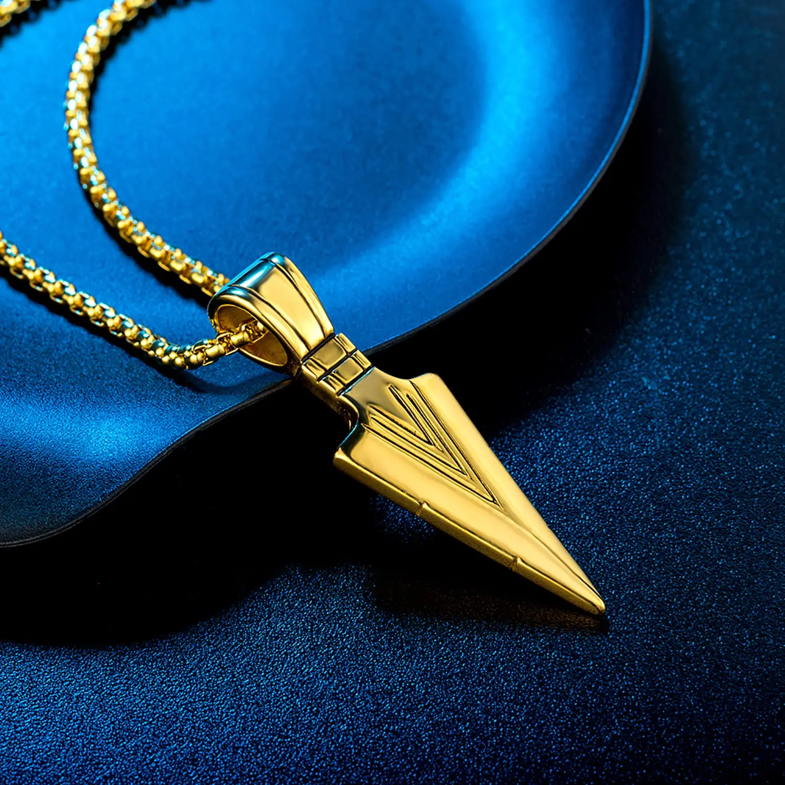 TG Arrowhead Viking Eye of Horus Cross Triangle Celtic Knot Stainless Steel Black Gold Silver Pendants Necklaces Chain for Men