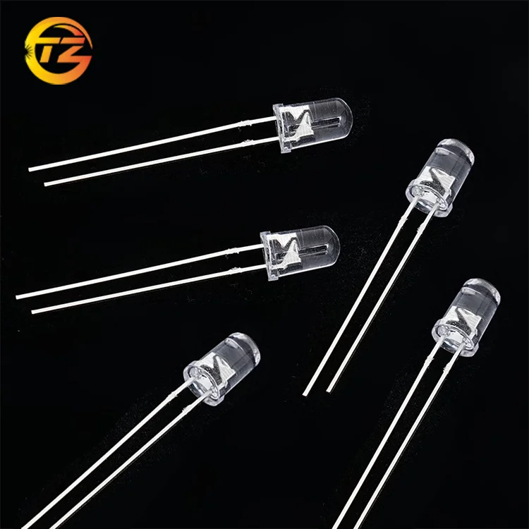 5mm Round head LED Diodes yellow color water clear 5mm LED PTH diode long feet super light 5mm chip led diffused yellow