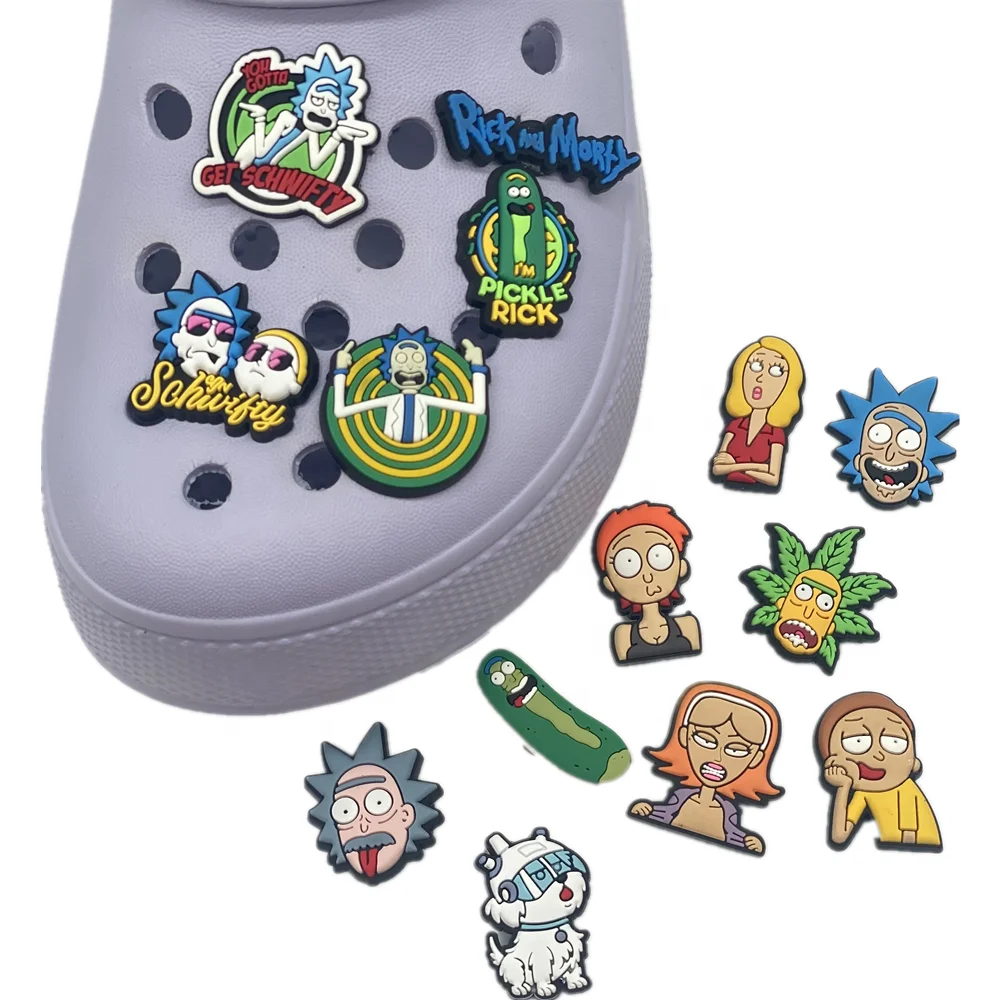 Rick morty available promotional shoes decoration croc charms soft PVC shoe croc charms for adult gift