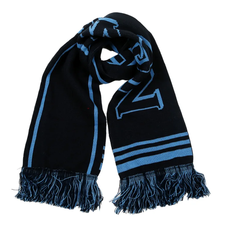Custom Winter Acrylic Jacquard Knitted Scarves Fashion Soccer Football Fan Scarf