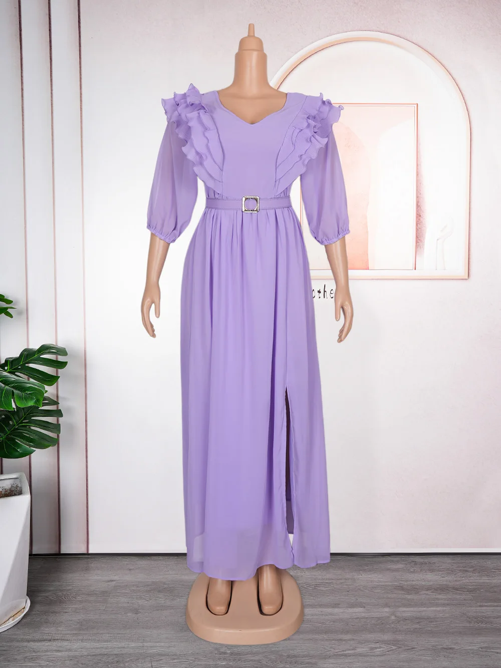 2025 New Fashion Simple Elegant Chiffon Banquet Dress Solid Color Turkey Party Dresses For Women