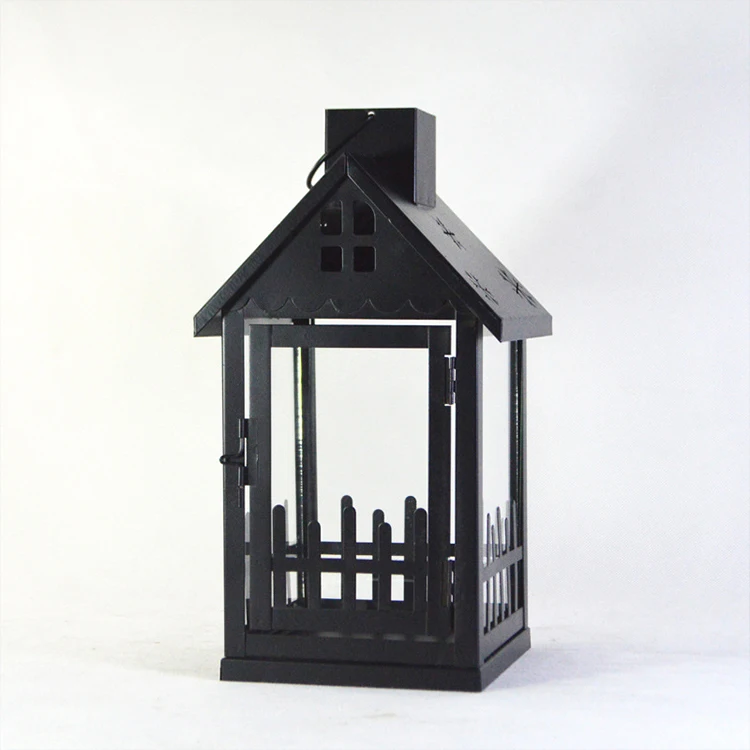 European Style Outdoor Courtyard Shabby Chic Home Decoration Antique Black Garden Christmas Hanging Metal Lantern