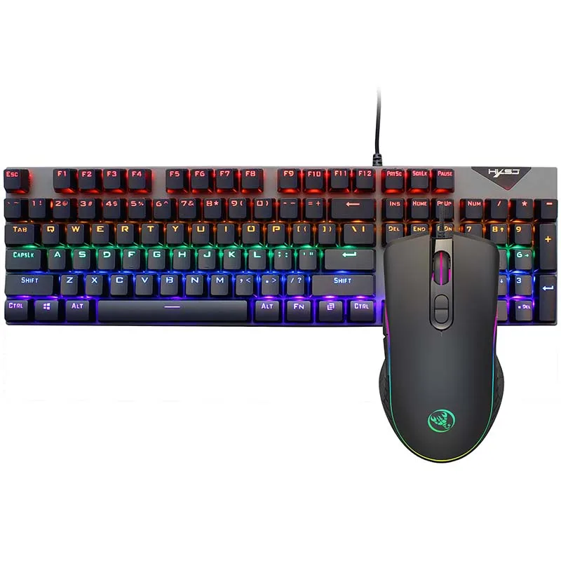 Оптовая продажа Gamer Gaming RGB Проводная Механическая клавиатура мышь комбо набор