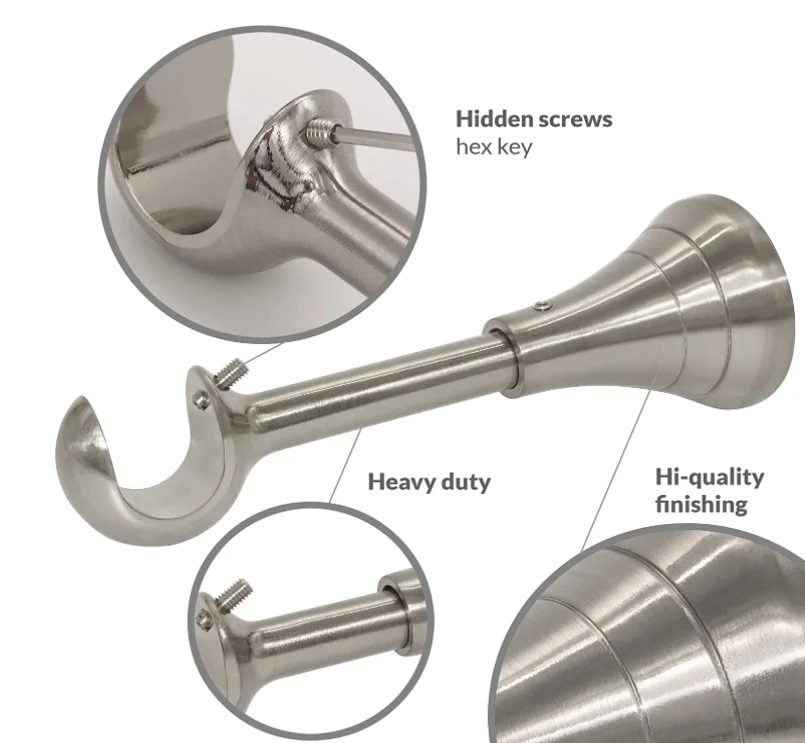 ODM Curtain Rod Bracket Curtain Holder for 5/8 to 3/4 inch Rods 2 pcs Brackets for Curtain Rods Wall Mount