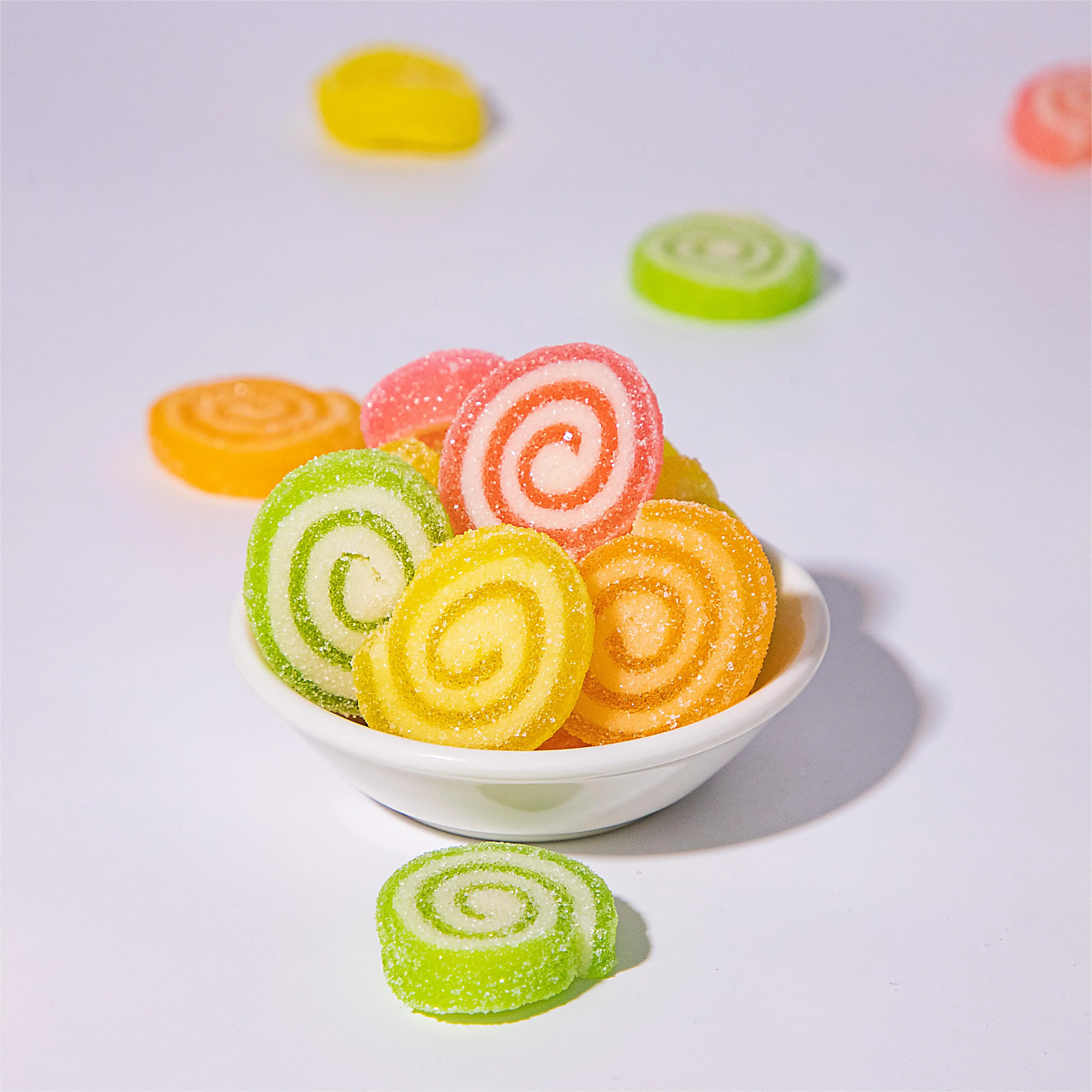 Wholesale Bulk Halal Sugar Coated Customized Circle Shaped Gummy Candy