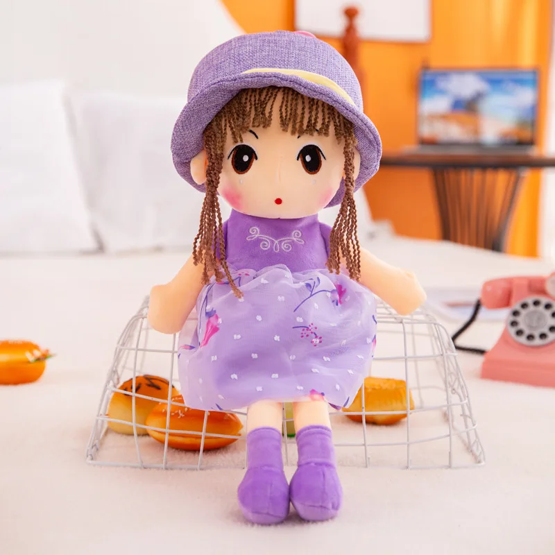Factory Sale 45cm Cozy Cuddle Soft Baby Fairy Rag Doll Plush Stuffed Toy with Hat Skirt Baby Girls Sleeping Pillow