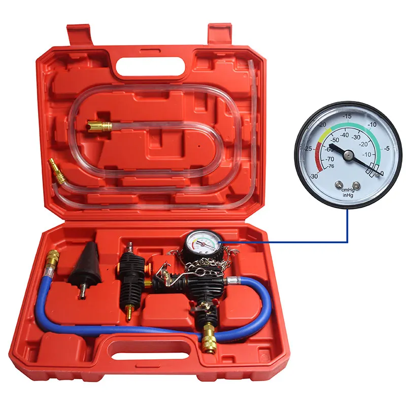Universal Automotive Cooling System Vacuum Purge Radiator Coolant Refill Tool Kit with Adapter Case Hose for Car Van SUV Truck