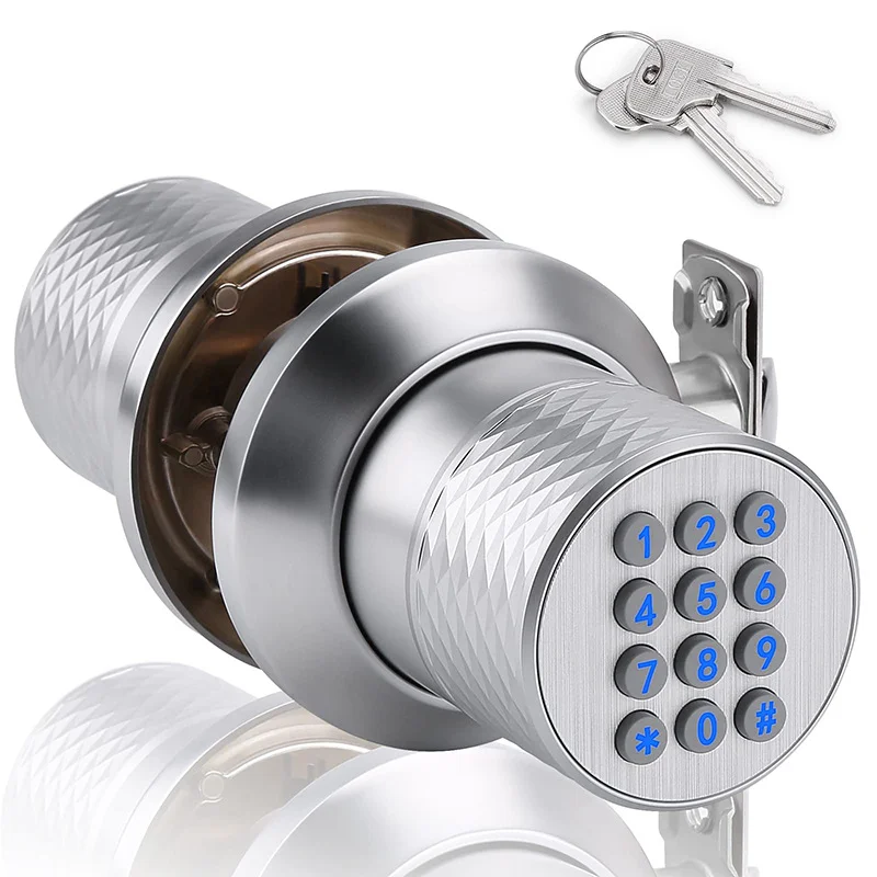 Entry Door Lock High Security Anti-Theft Smart Knob Keyless Biometric Round Digit Password Door Lock