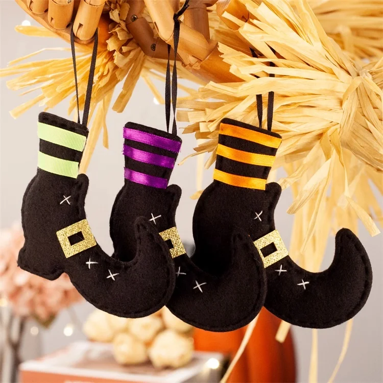 
4 inch Halloween Decoration Plush Witch Boot Shoe Hanging Ornament 