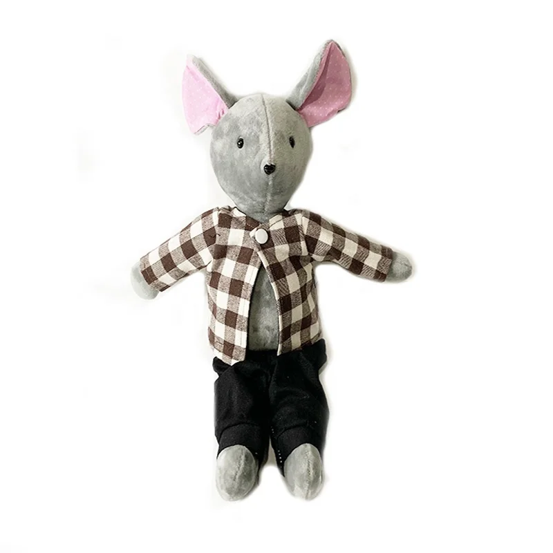 Custom 2021 wholesale plush stuffed animal dolls cute plush mouse doll mickey mouse plush toy with printing clothes and dresses