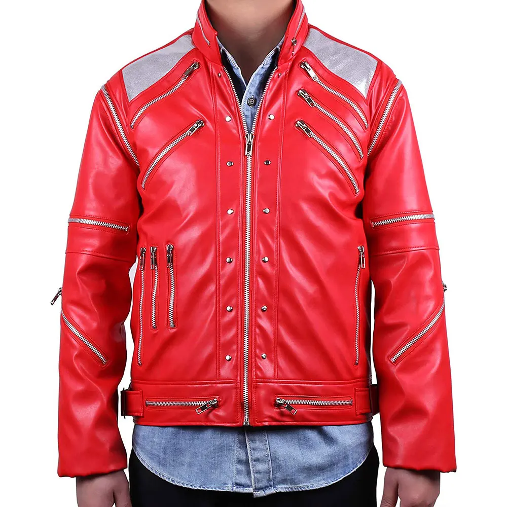 Zip Jacket Michael Jackson Style Costume Metal Genuine Leather Personalized Casual Standard Winter Multi-function PK Zipper 100
