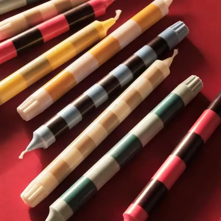 Custom Colorful Household Striped Stick Candle Design Soy Wax Taper Dinner Pillar Scented Candle Stick for Weeding