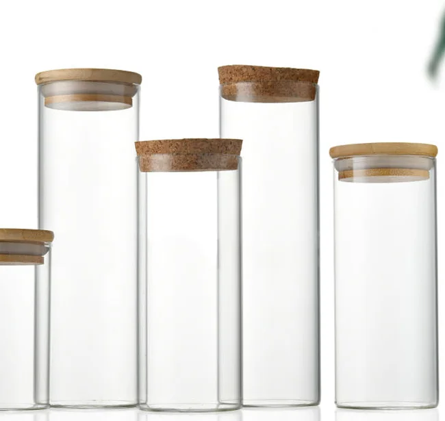 Customized Wholesale 1 2 4 8 oz Small Mini large Size Clear Frosted Honey Food Empty Storage Bottle Glass jars with Bamboo Lids