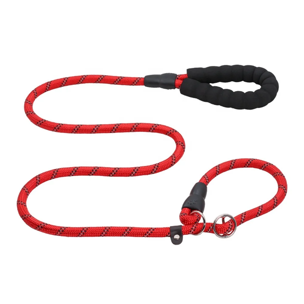 Comfortable Handle Dog Training Slip Leash Durable Reflective P-Shaped Dog Lead No Pull Dog Loop Rope