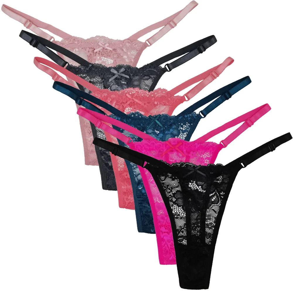 Wholesale cheap Sexy Thong Women Panties Cotton Underwear Women G-String Solid Color Female Underpants Intimates Lingerie Lace t
