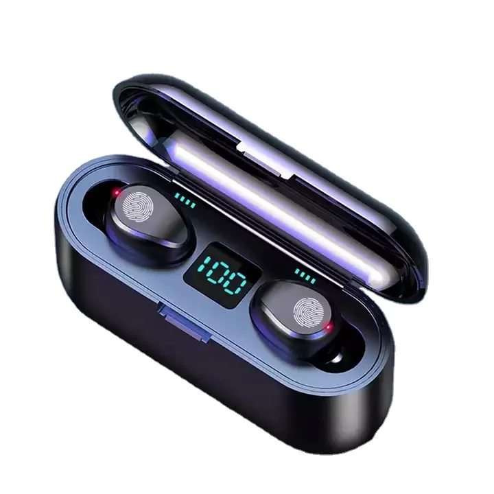 FREE SAMPLE F9 TWS Blue tooth Earphones Wireless Earbuds with Power Bank LED Battery Display Headphones Sound Quality Music