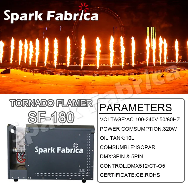 210 Degrees Shoot Angle Stage Flame Thrower Machines with Twin Value& Pump Wave Flamer