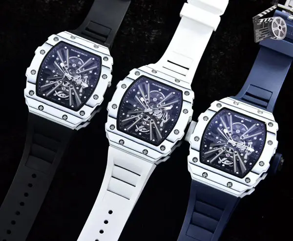 
RM Replika Carbon Fiber Case Richard Mill Stainless Steel Swi Movement Silicon Strap Best Quality Original Clone Mechanical 