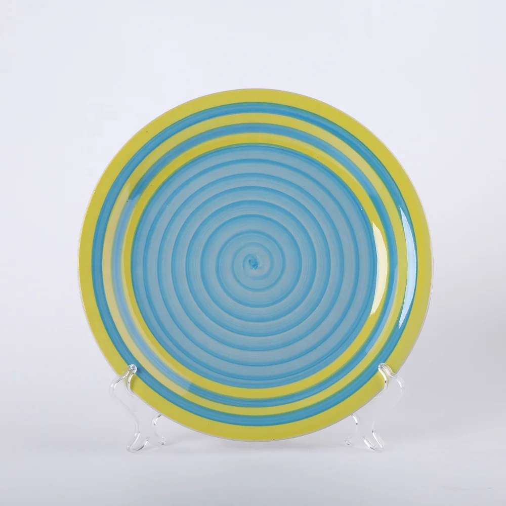 Wholesale color factory direct cheap price Eco-Friendly 10.5 inch print stoneware dinner plate for custom ceramic plate