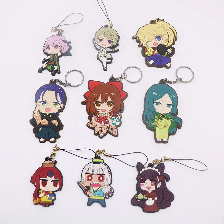 Manufacturer Custom Logo 2D Soft Pvc Plastic Acrylic Keychain Metal Gift Anime Rubber Key Chain 3D Silicone Rubber Pvc Keychain