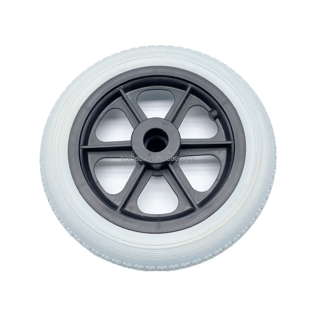 12 inch durable ANTI-SKID plastic PU foam wheel wheelchair front wheel