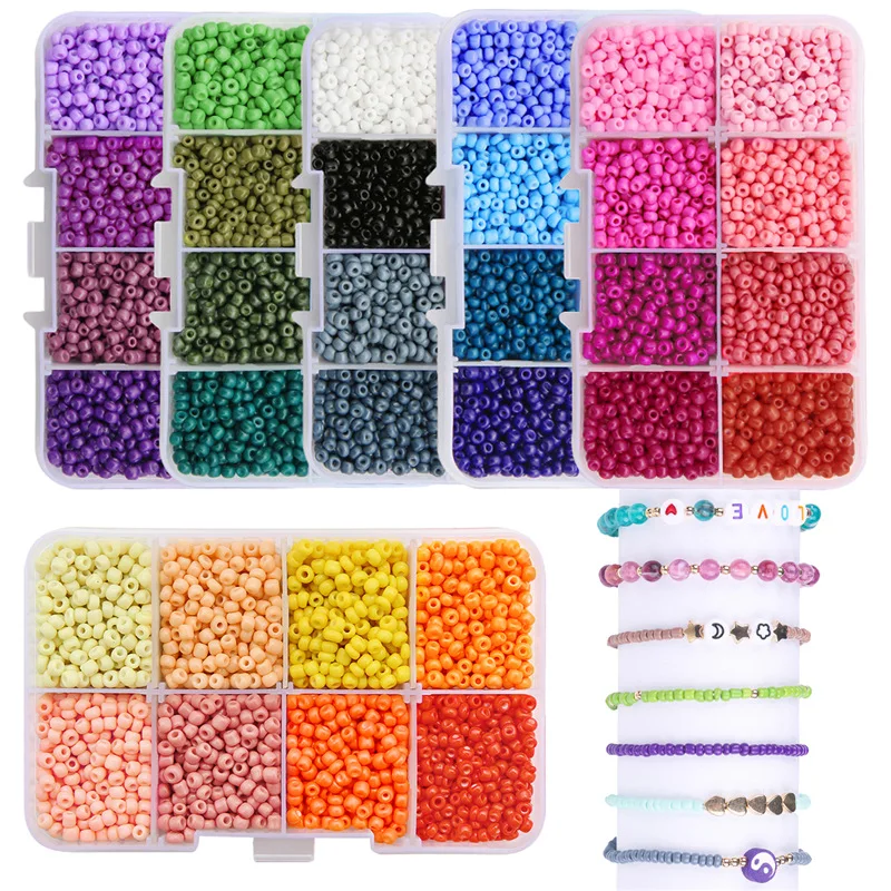 New 8 Colors 3400pcs 3mm Macaron Color Bright Glass Rice Beads for DIY Handmade Jewelry Bracelet Crystal Lampwork Glass Beads