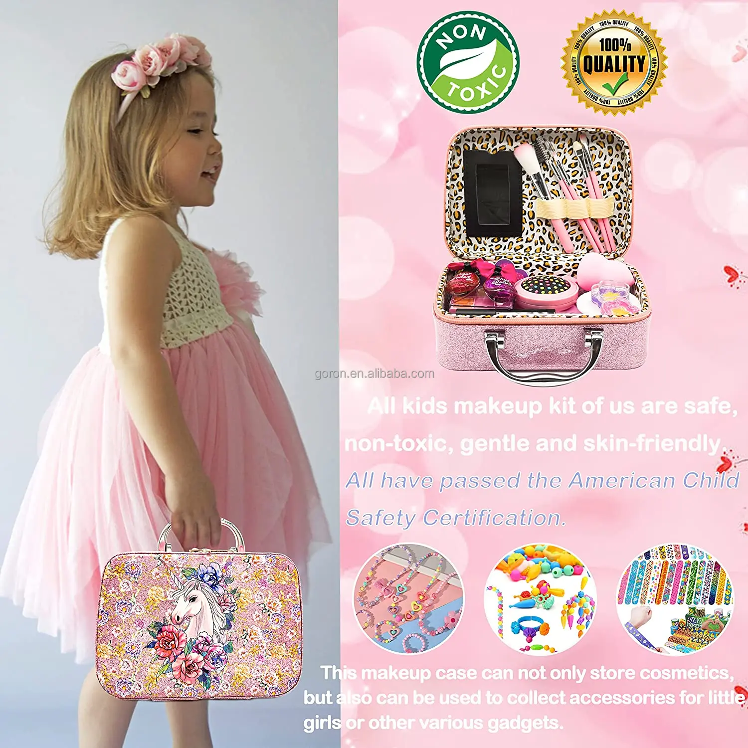 Girls birthday gifts safe non-toxic washable kids pretend play make up kit professional set