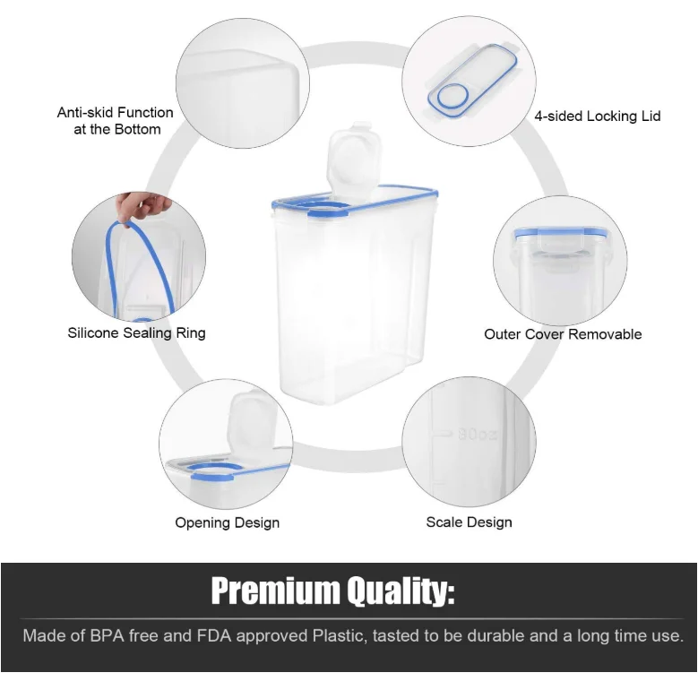 Cereal Storage Containers Airtight Food Storage Containers 4L(135oz) - Large Kitchen Storage Keeper - Easy Pouring Lid