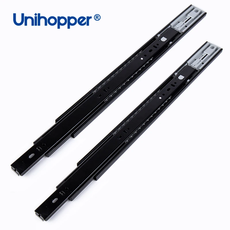Unihopper 45mm Drawer Telescopic Channel Slide Rail 3 Fold Ball Bearing Push to Open Drawer Slide