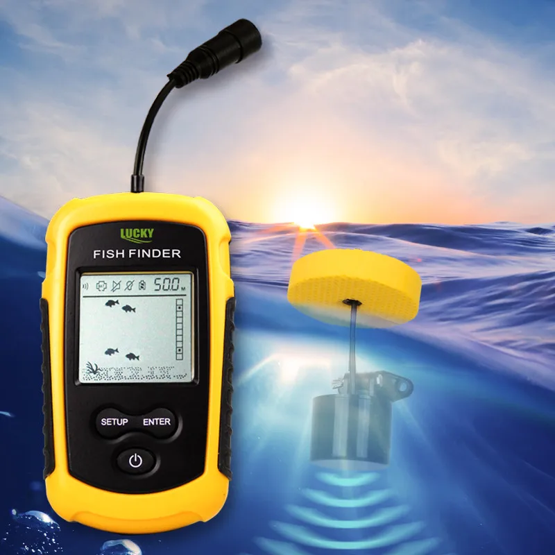 Portable fish Finder, Lucky FF1108-1 Water Depth & Temperature Fish finder with Wired Sonar Sensor Transducer fish finders