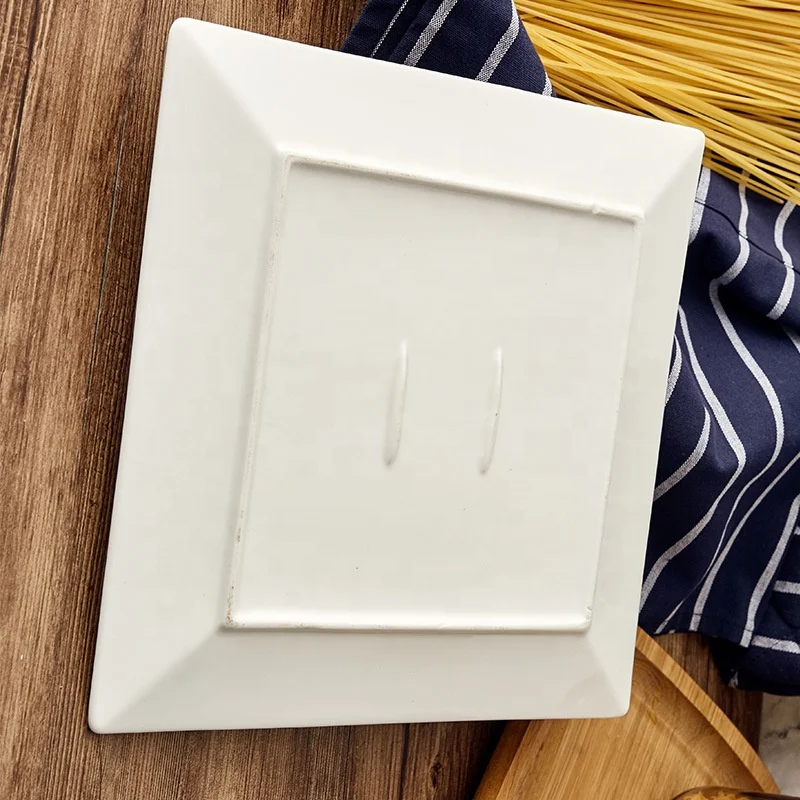 10 inch elegant white ceramic tableware dish porcelain square flat charger plate