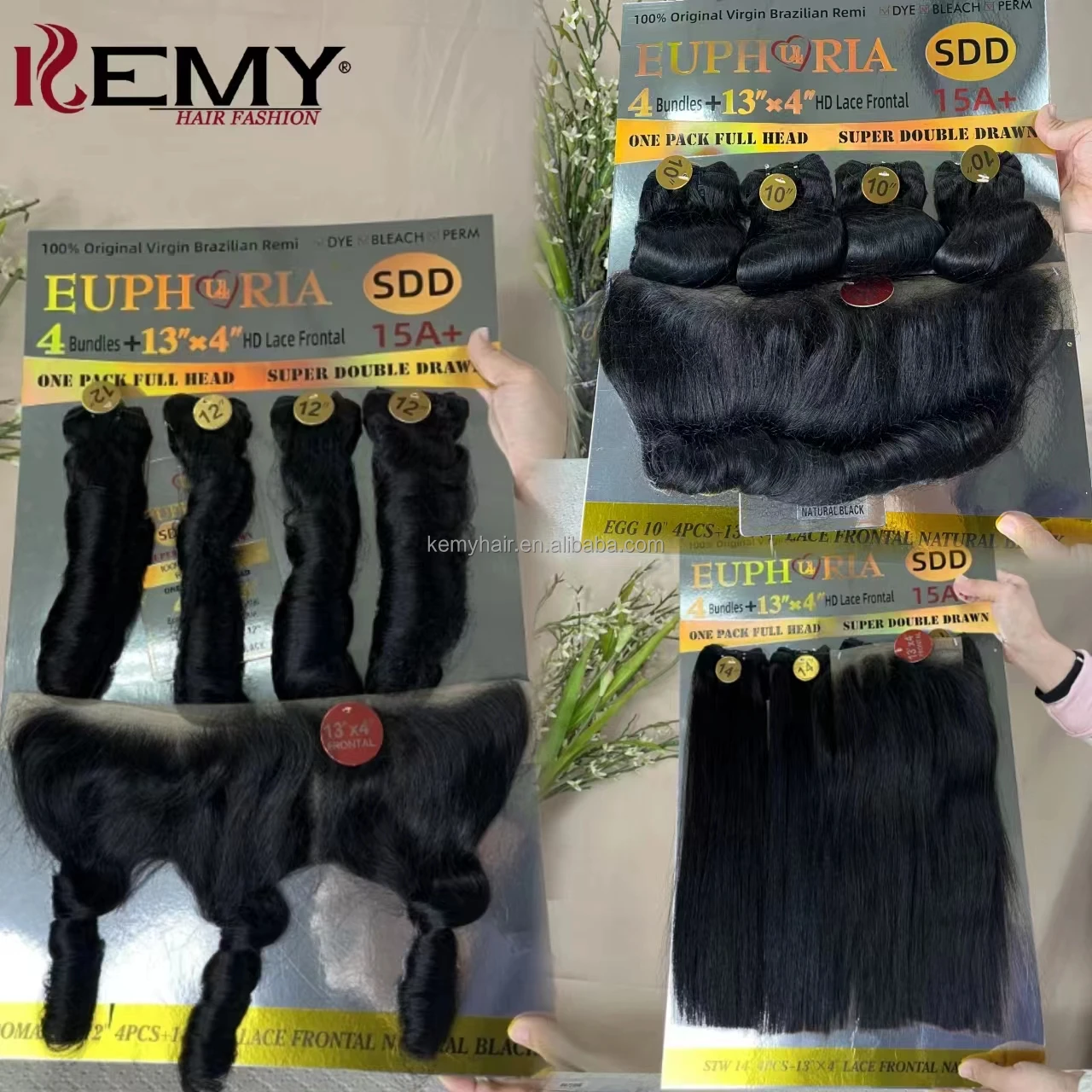 KEMY HAIR 4+1 SDD Remy Human Hair Pack Bone Straight bundles with Frontal Super Double Drawn Bundles Wigs for Black Women