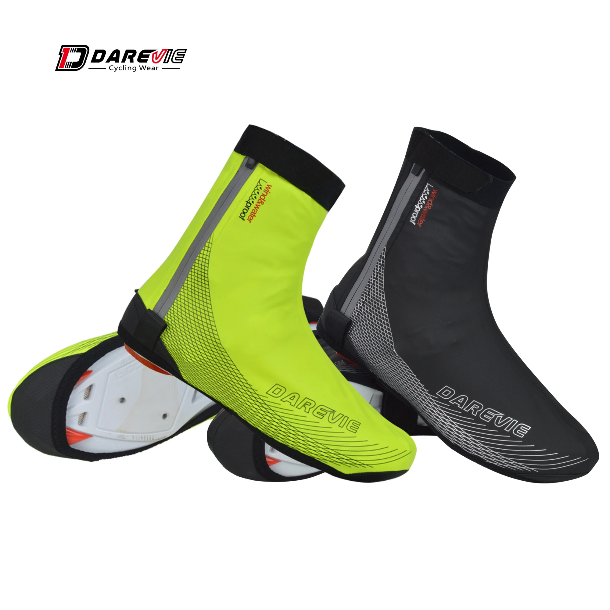 DAREVIE Black Green Winter Waterproof Windproof MTB Bike Cycling Shoe Covers Full Bicycle Overshoes Cycling Bike Booties