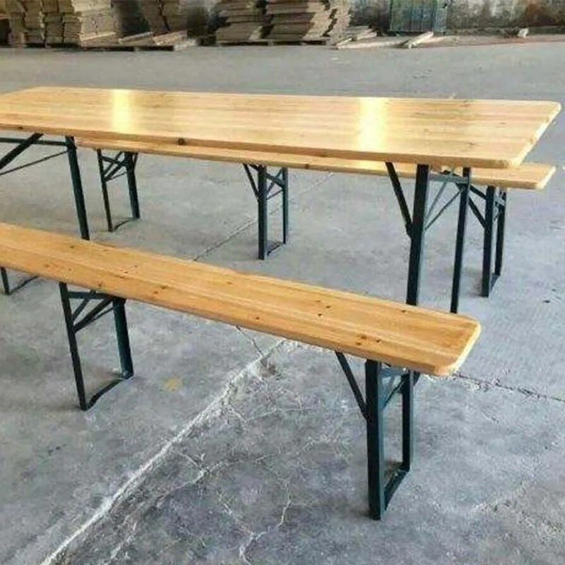 High Quality 180cm 200cm 220cm Outdoor Picnic Bistro Folding Wooden Beer Table Set
