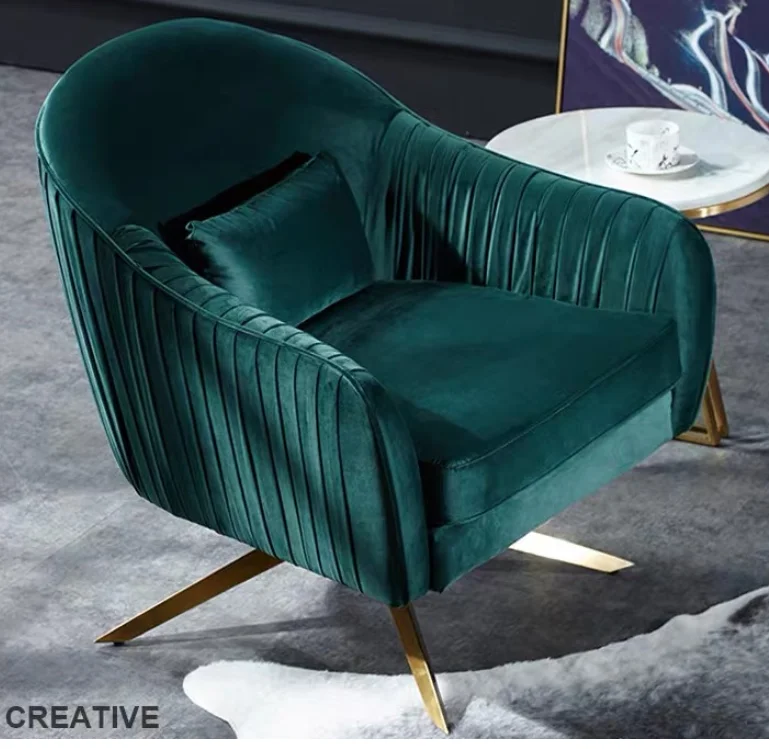 Italian Velvet Arm Upholstered Armchair Living Room Lounge Chair