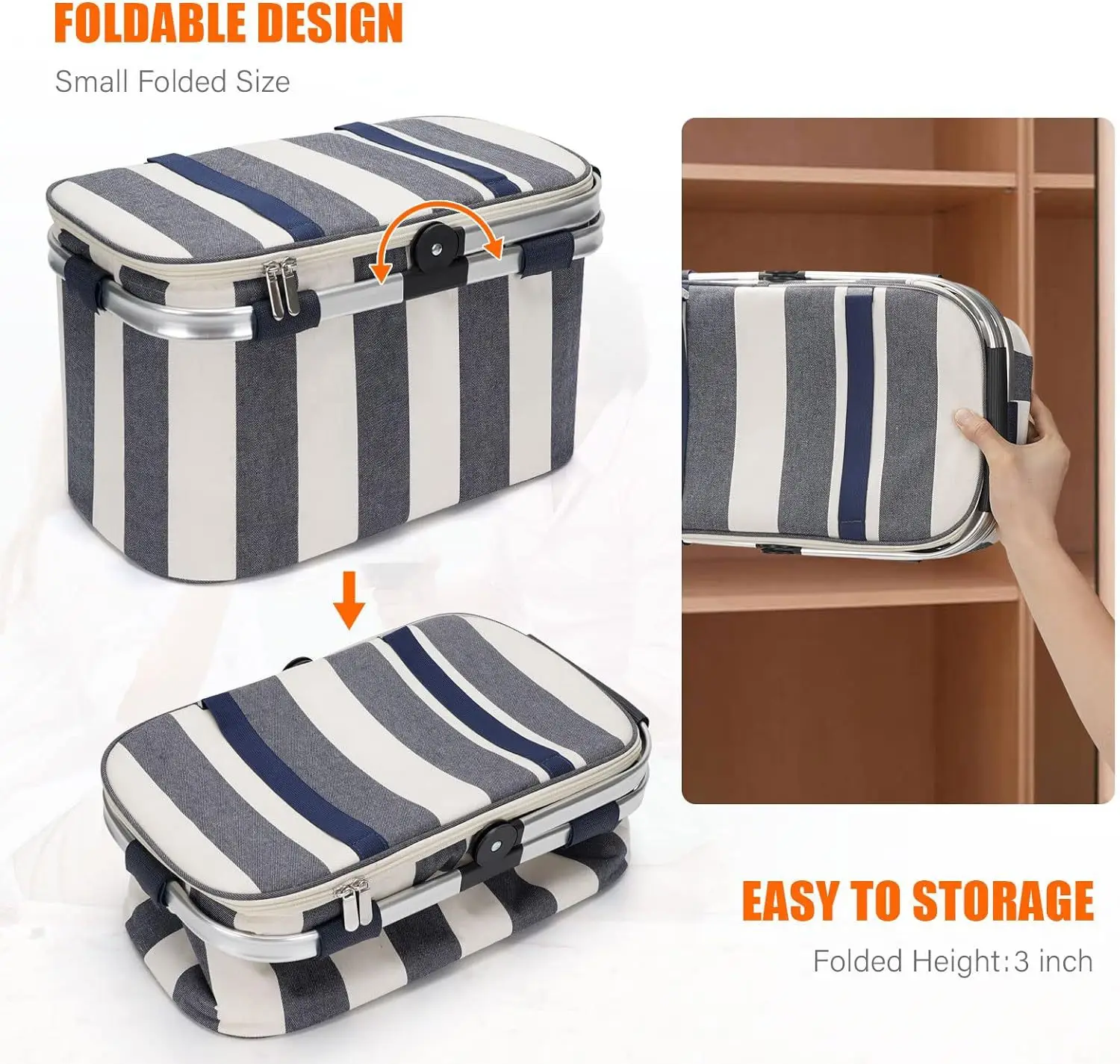 Extra Large Waterproof Aluminium Foil Large Foldable Storage Cooler Bag Insulated Picnic Basket With Handle