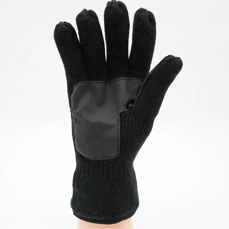 Winter Fashion Polar Fleece Gloves With PU Patch On Palm Sports Ski Gloves Riding Adult Gloves
