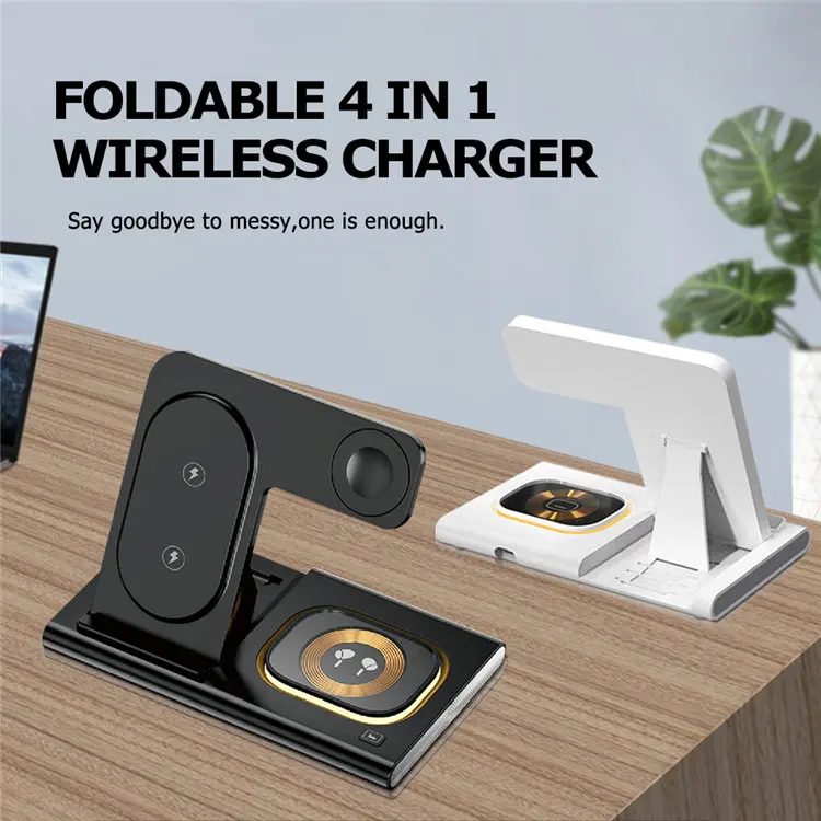 Cool Gadgets 3 In 1 15W Fast Charging Qi Foldable Portable Wire less Stand Wireless Charger For Phone For Earbuds For iWatch
