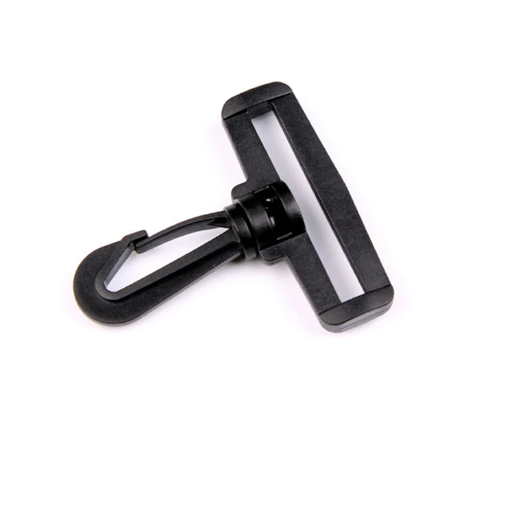 DWDP-B03 2.5inch Carabiners Rings Barrel Loop Webbing Strap Luggage Bag Black Plastic Swivel Snap Hook Buckle