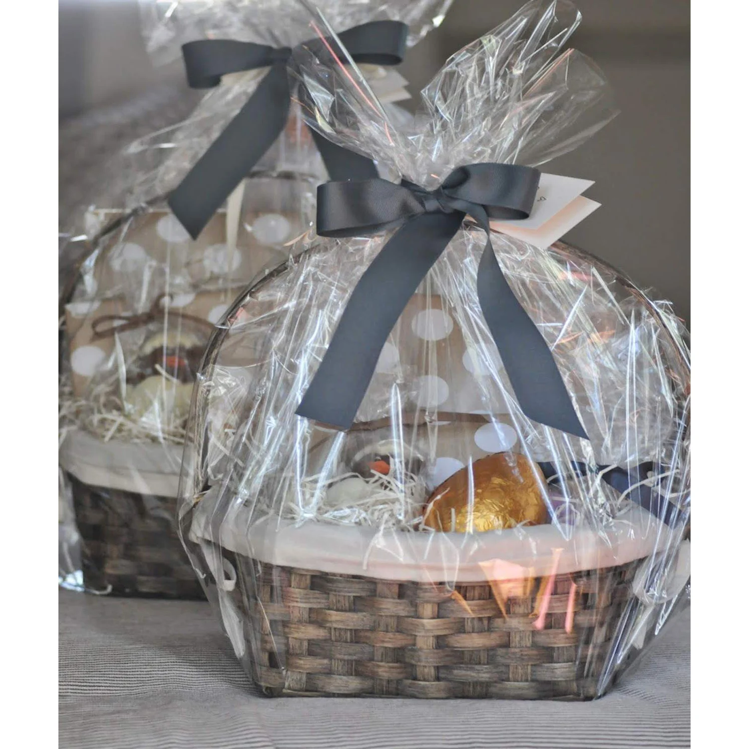 Holiday Gift Basket Wrap Large Size Cellophane Basket Bag Transparent Clear Cellophane Bags Perfect for Christmas Gift Packing